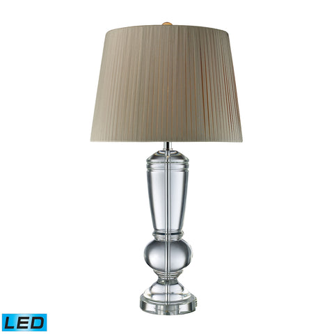 Castlebridge LED Table Lamp In Clear Crystal With Light Grey Shade