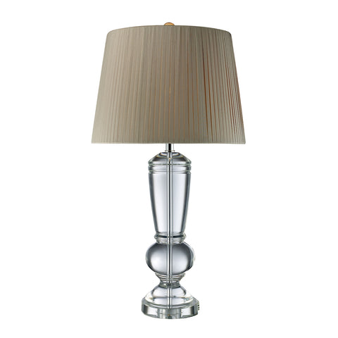 Castlebridge Table Lamp In Clear Crystal With Light Grey Shade