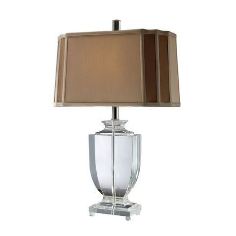 Layfette Table Lamp In Clear Crystal With Cream And Taupe Shade