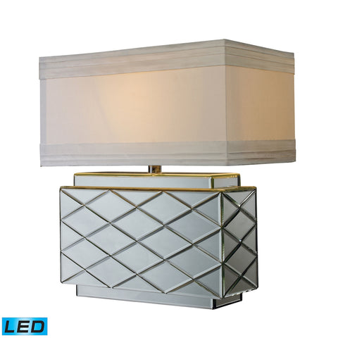 Wellsville LED Table Lamp In Mirror Finish With White Shade