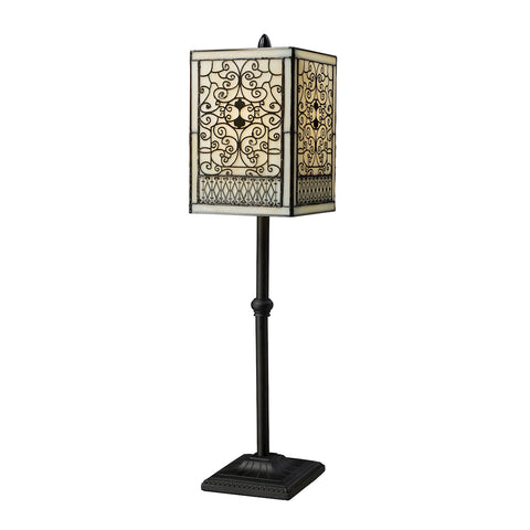 Adamson Table Lamp In Tiffany Bronze With Glass Shade