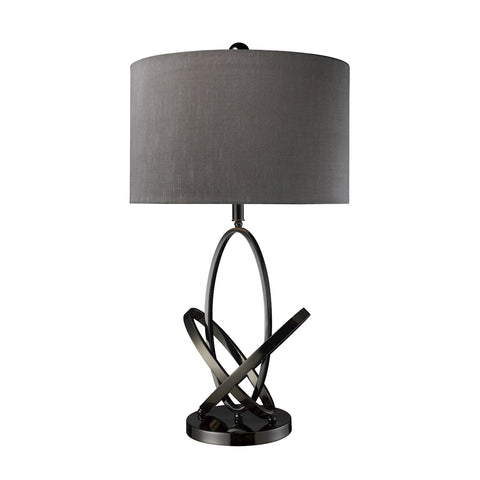 Kinetic Table Lamp In Black Nickel With Grey Faux Silk Shade