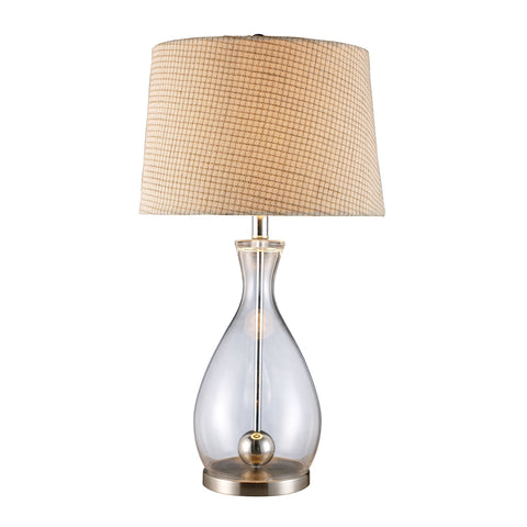 Longport Table Lamp In Clear Glass And Chrome With Linen Shade