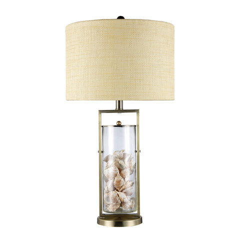 Millisle Table Lamp In Antique Brass And Clear Glass With Shells