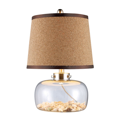 Margate Table Lamp In Clear Glass With Shells And Natural Cork Shade