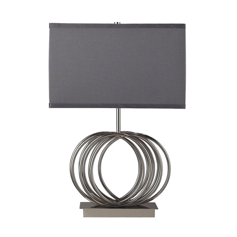 Ekersall Table Lamp In Chrome With Grey Faux Silk Shade