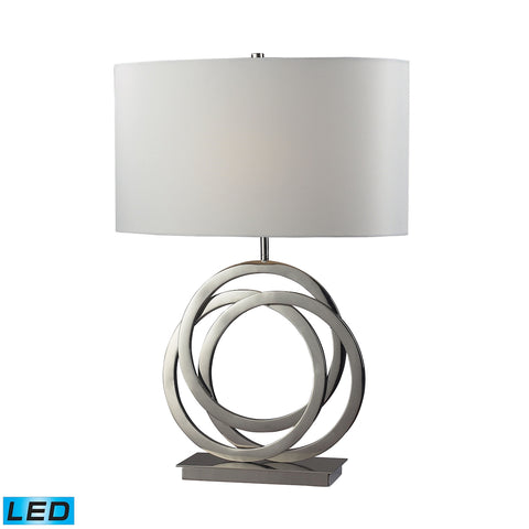 Trinity LED Table Lamp In Polished Nickel With Pure White Shade