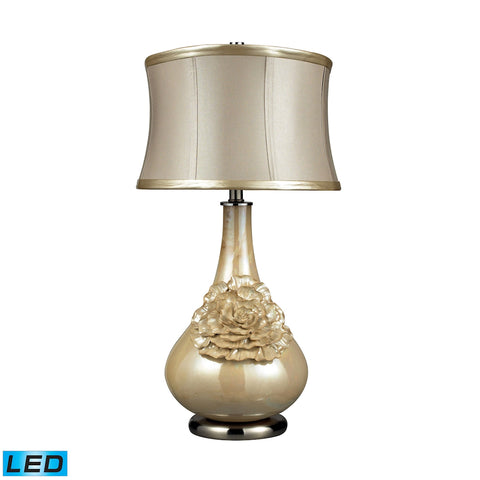 Elenaor LED Table Lamp In Pearlescent Cream Finish With Cream Shade