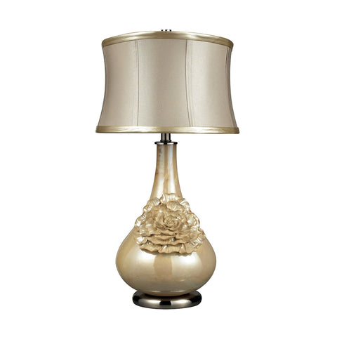 Elenaor Table Lamp In Pearlescent Cream Finish With Cream Shade