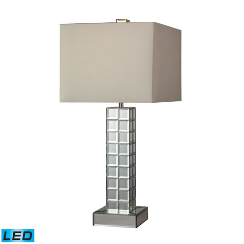 Luella LED Table Lamp In A Clear Finish With Off White Faux Silk Shade