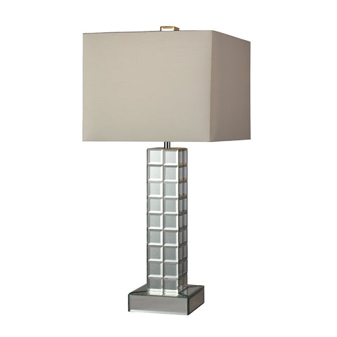 Luella Table Lamp In A Clear Finish With Off White Faux Silk Shade