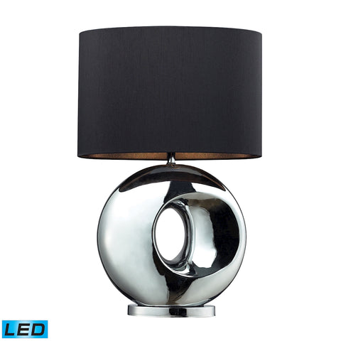 Tobermore Ceramic LED Table Lamp In Chrome With Black Shade