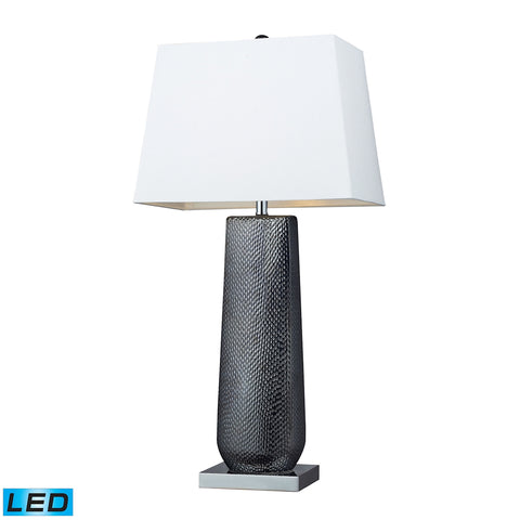 Milan Ceramic LED Table Lamp In Black Pearl And Chrome
