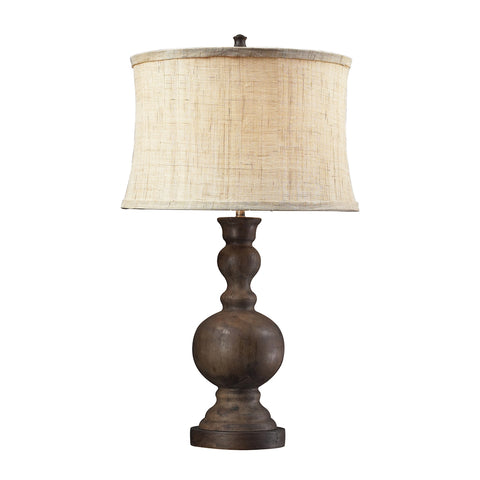 Westbridge Wooden Table Lamp With Hand Woven Natural Linen Shade