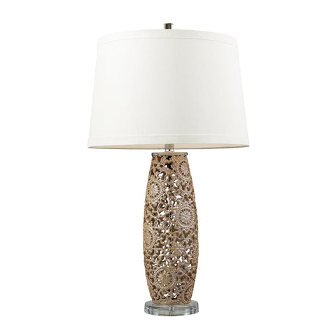 Maria Ceramic Table Lamp In Golden Pearl With Cream Shade