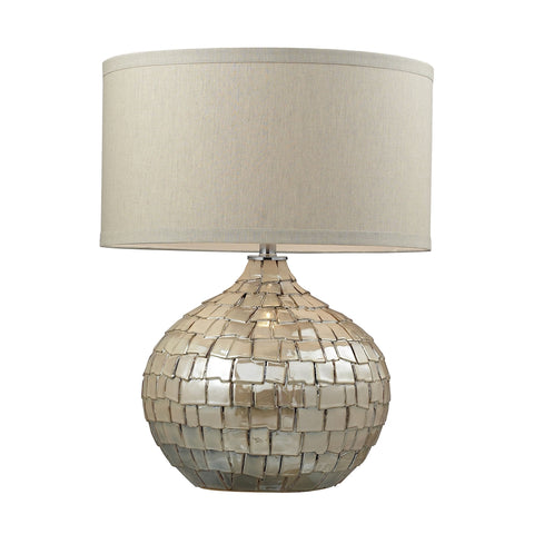 Canaan Ceramic Table Lamp In Cream Pearl With Light Beige Linen Shade