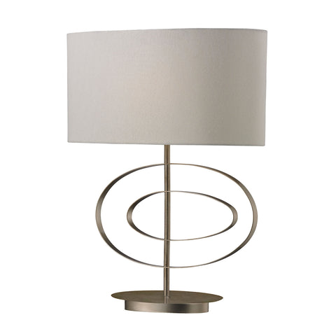 Off-Centre Oval Table Lamp In Silver Leaf