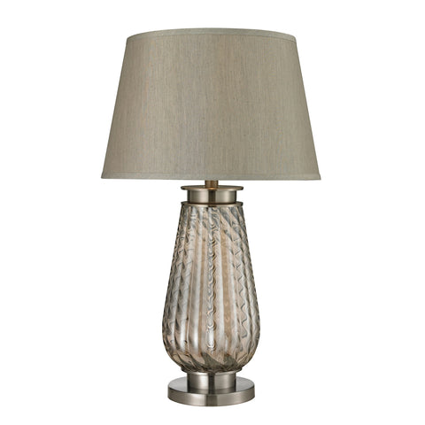 Fallhurst Barley Twist Smoked Glass Table Lamp in Brushed Steel