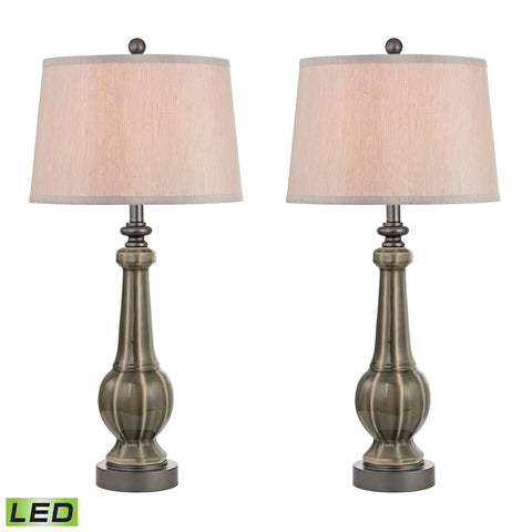 Sailsbury LED Table Lamps In Georgia Grey Glaze - Set of 2