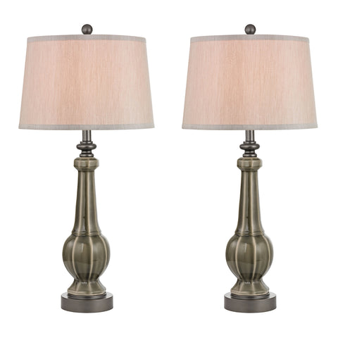 Sailsbury Table Lamps In Georgia Grey Glaze - Set of 2