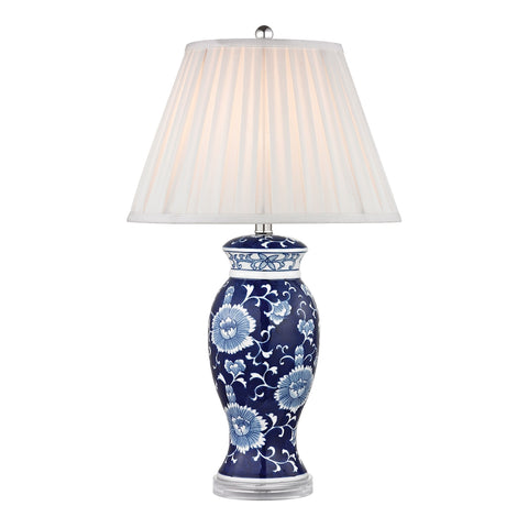 Hand Painted Ceramic Table Lamp In Blue And White With Acrylic Base