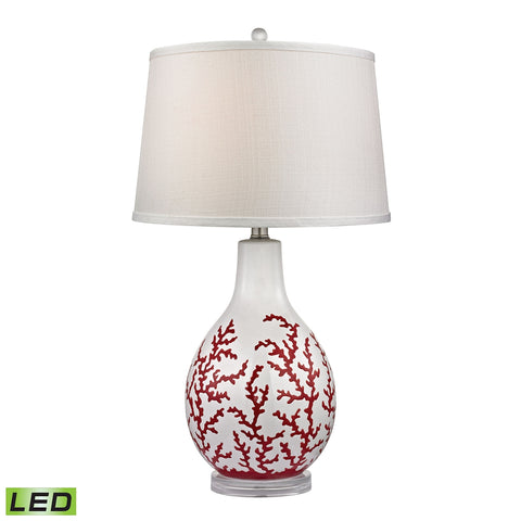 Sixpenny Red Coral LED Table Lamp in White
