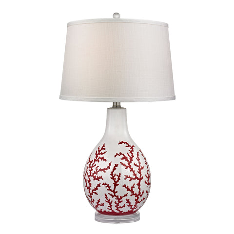 Sixpenny Red Coral Table Lamp in White