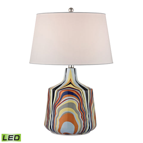 Technicolor Stripes LED Table Lamp With White Shade