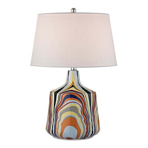 Technicolor Stripes Table Lamp With White Shade