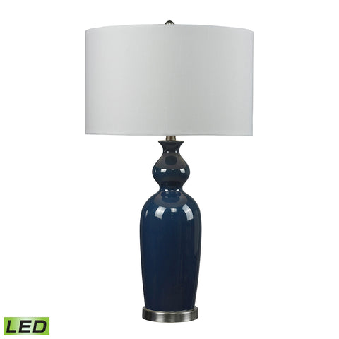 Ceramic LED Table Lamp in Blue With Pure White Shade
