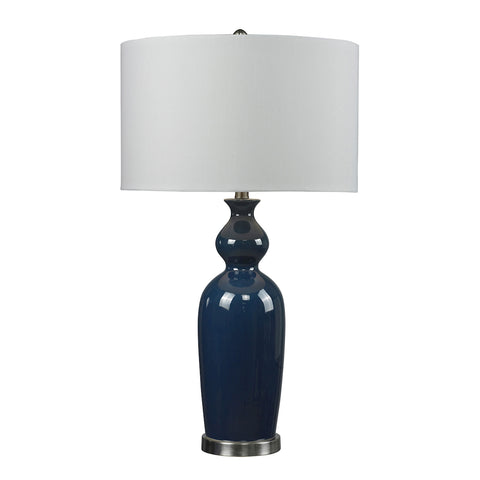 Ceramic Table Lamp in Blue With Pure White Shade
