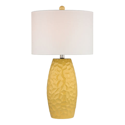 Sunshine Yellow Ceramic Table Lamp With White Linen Shade
