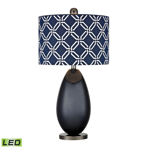Sevenoakes LED Table Lamp In Navy Blue And Black Nickel