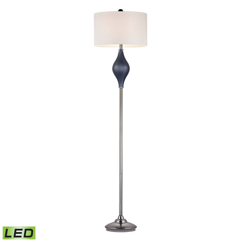 Chester Glass LED Floor Lamp in Navy And Black Nickel