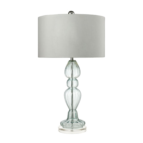Ribbed Glass Table Lamp in Light Blue