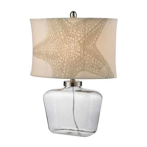 Clear Glass Bottle Table Lamp in Polished Nickel