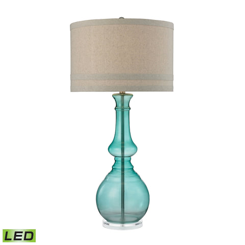 Tall Glass LED Table Lamp in Seaspray Green