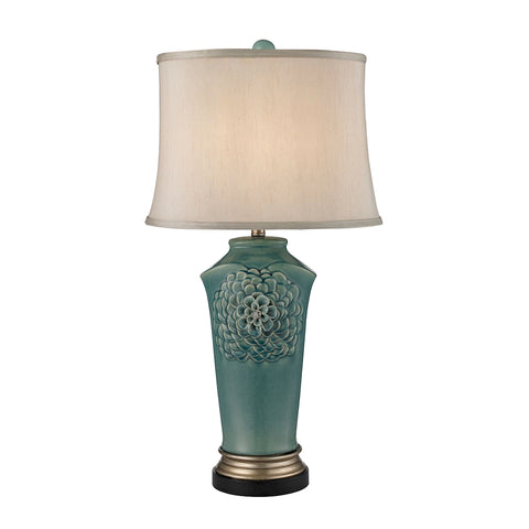 Organic Flowers Table Lamp in Seafoam Finish