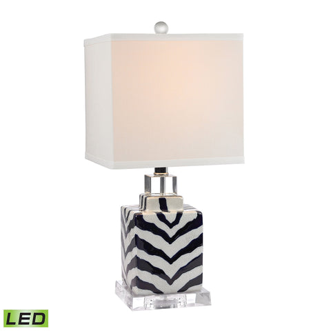 Animal Print LED Table Lamp in Navy And White Ceramic