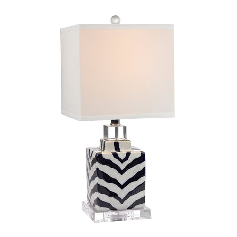 Animal Print Table Lamp in Navy And White Ceramic