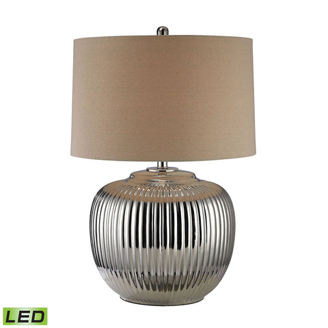 Trump Home Oversized Ribbed Ceramic LED Table Lamp in Silver
