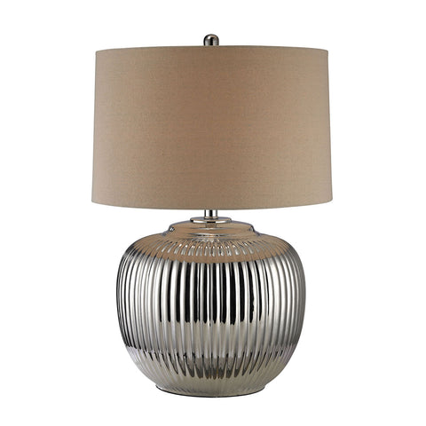 Trump Home Oversized Ribbed Ceramic Table Lamp in Silver