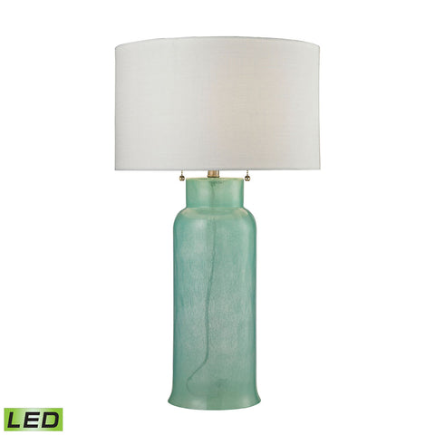 Glass Bottle LED Table Lamp In Seafoam Green