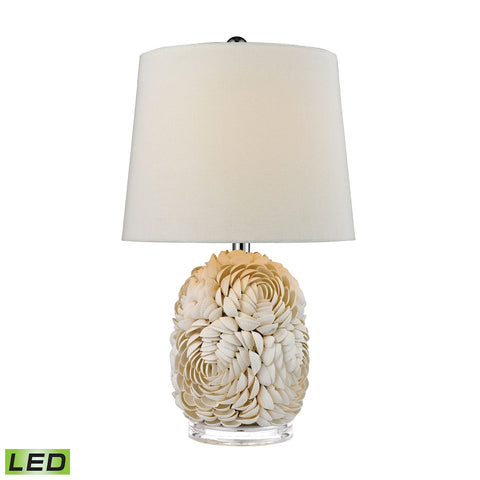 Natural Shell LED Table Lamp With Off White Linen Shade