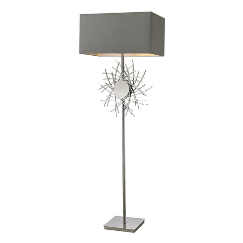 Cesano Abstract Formed Metalwork Floor Lamp in Polished Nickel