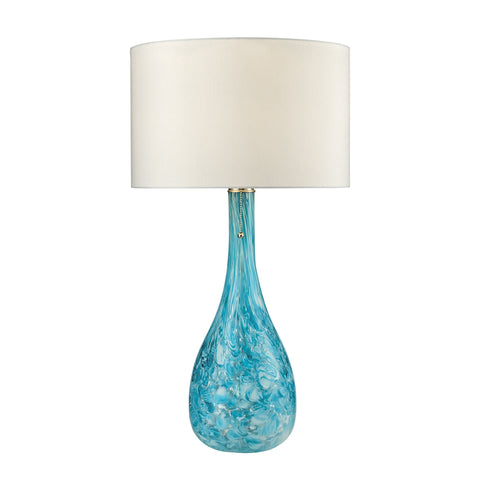 Mediterranean Blown Glass Table Lamp in Seafoam