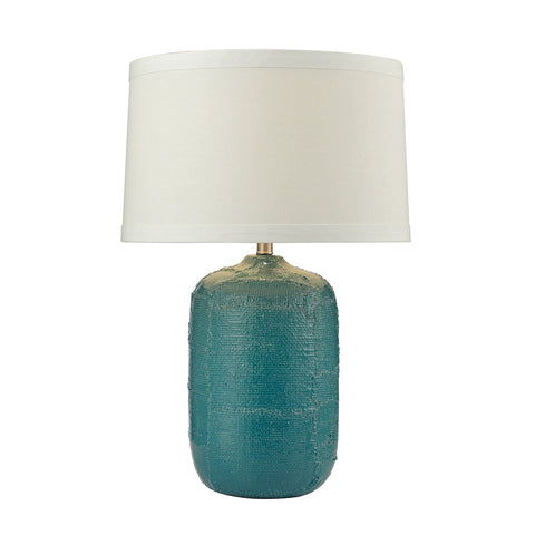 Patchwork Ceramic Table Lamp In Mediterranean Blue Finish