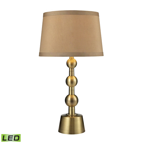 Montpelier LED Table Lamp in Aged Brass With Light Taupe Shade