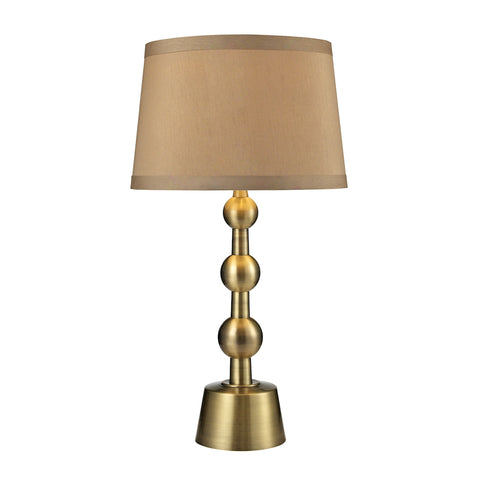 Montpelier Table Lamp in Aged Brass With Light Taupe Shade
