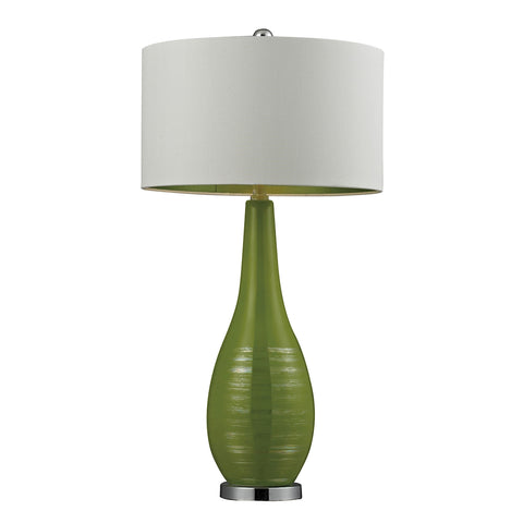 Etched Ceramic Table Lamp in Bright Green